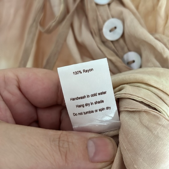 TIERA HAWAII - handmade rayon maxi dress tie dye tan one size (see measurements) - Picture 9 of 10